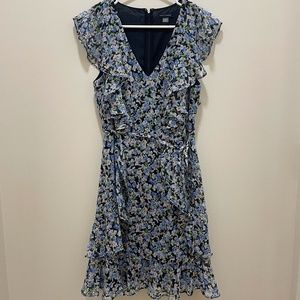 Tommy Hilfiger ruffled floral chiffon fit & flare dress size 8